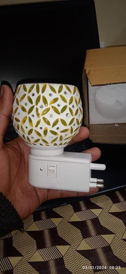 Decorative Electric Oil Burner Night Light Floral Pattern Globe Design Wall Plugin  - Image 2