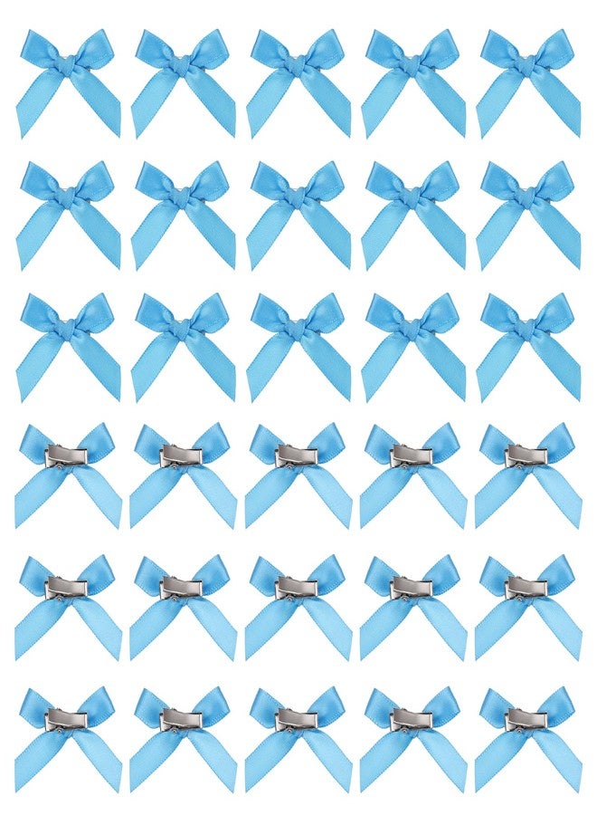 MECCANIXITY Mini Bow Hair Clip Small Cute Bowknot Ribbon Colorful Satin Tiny Bows Clips Pins Barrettes Hair Accessories for Girls Women Girlfriend(Pack of 50, Blue) - Image 1