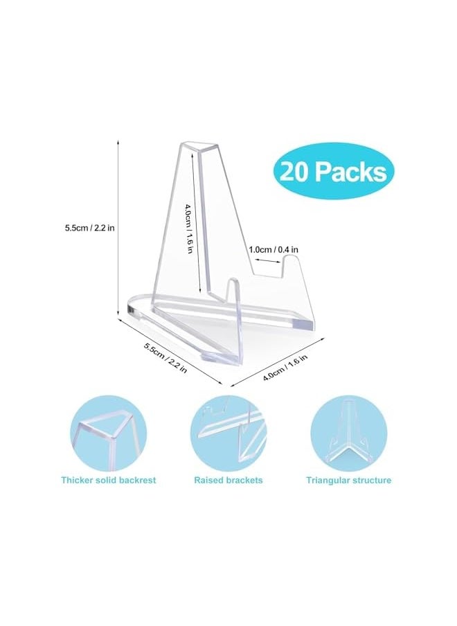 The Bros - 20 Packs Card Display Stand, Sturdy and Stable, Premium Acrylic Sports Card Holder, Versatile Use, Clear Mini Easel Stand, for Challenge Coins PSA Graded Baseball Trading Cards (2.2 Inch) - Image 1