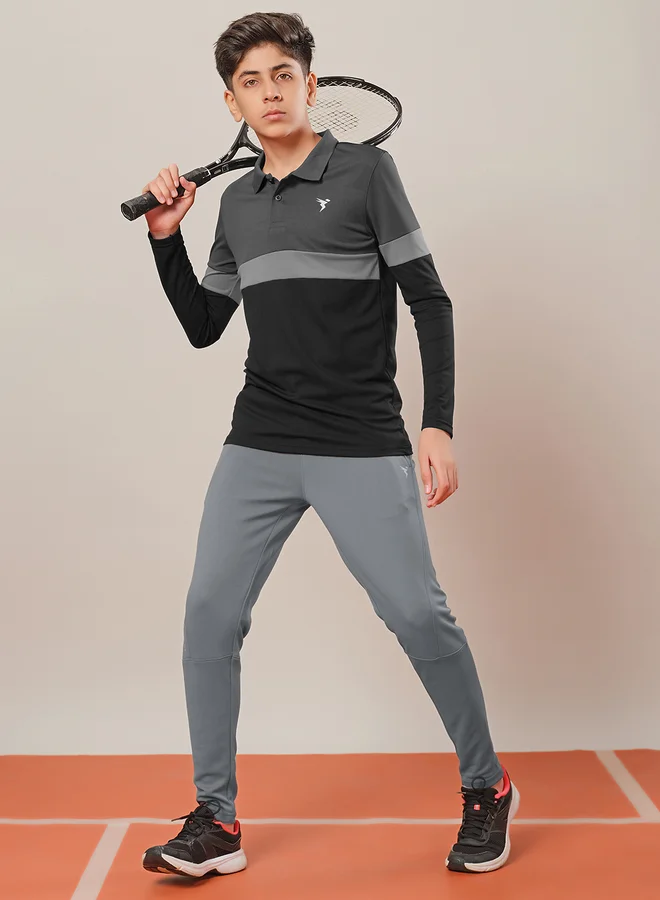 تكنوسبورت Technosport Solid Slim Fit Sports Track Pants