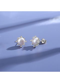 Yami Freshwater Pearl Stud Earrings For Women - 8Mm Cultured Pearls With 925 Sterling Silver & Cubic Zirconia Diamonds - Hypoallergenic Silver Earrings - Elegant Jewelry Gift For Her  - Image 4