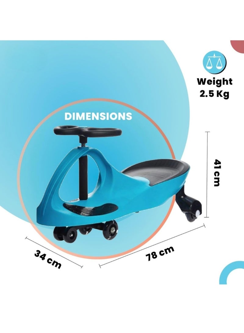 Top Gear Swing Car Ride-On with LED Wheels- BLUE (High-Quality), 100% Assembled, Self-Propelled [TG 9004] - Image 3