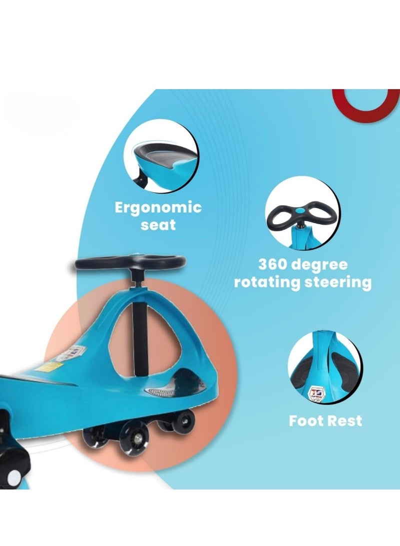 Top Gear Swing Car Ride-On with LED Wheels- BLUE (High-Quality), 100% Assembled, Self-Propelled [TG 9004] - Image 5
