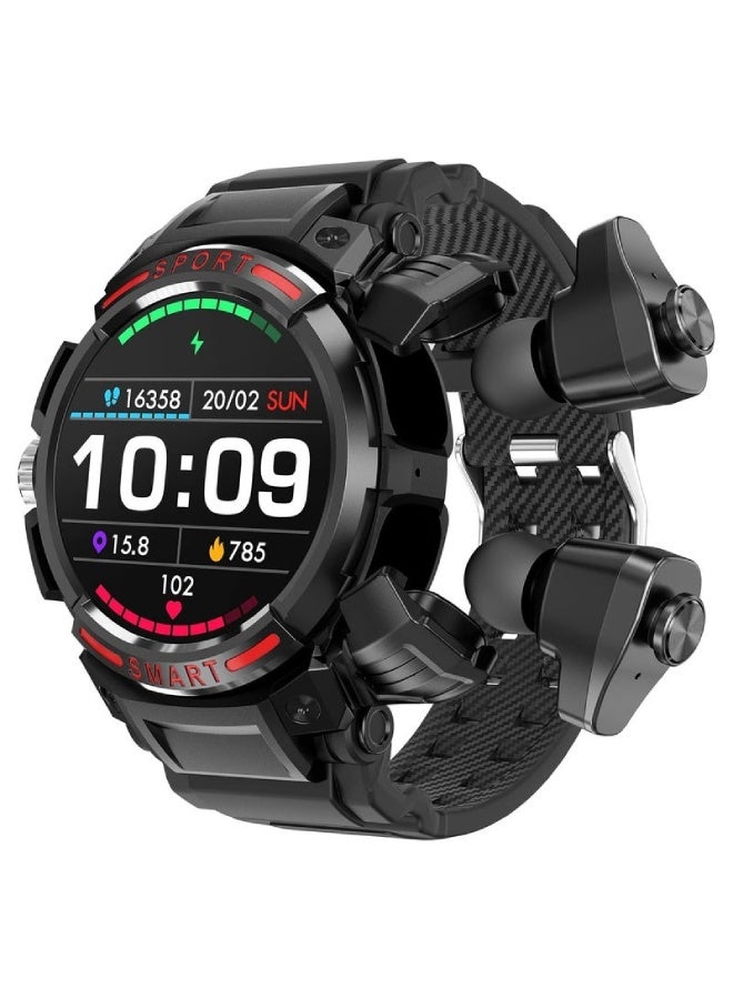 AROAQ GT100 2-in-1 Smartwatch with TWS Wireless Earbuds | 1.43" AMOLED HD Display, 128MB Music Storage, NFC, Bluetooth Call, Health & Fitness Tracker – Waterproof Smart Watch - Image 1