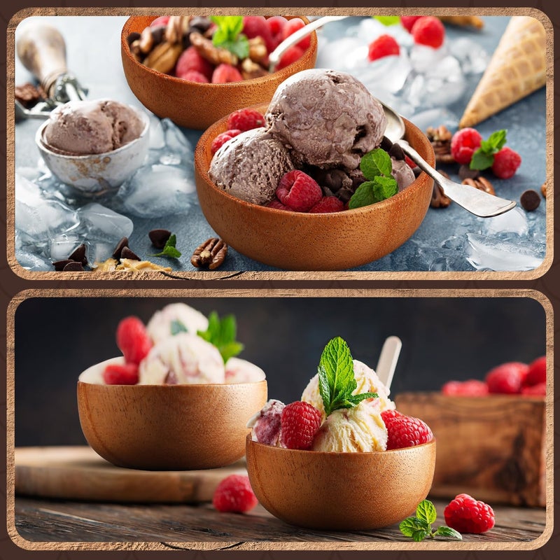 Skylety سكايليتي 10 قطع من أوعية الأكاسيا الخشبية، أوعية كاليباس صغيرة، أوعية خشبية دائرية، سلطة منحوتة يدويًا، صينية غمس كاليباس لتقديم الفشار، المعكرونة، الحلوى، الحبوب، جوز الهند، المكسرات، الصلصة، المقبلات، المطبخ 3 بوصة - Image 5