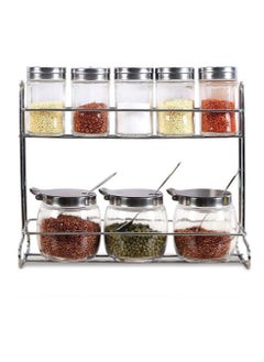 Spice Rack Condiment Glass Jar Seasoning Bottles Stainless Steel Rack Storage Organization for Kitchen (5+3pcs/set) - pzsku/ZF9DC04462AD6F84F8331Z/45/_/1629792376/1b1102ae-3de5-461c-9f7c-65572a114e88