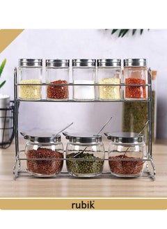 Spice Rack Condiment Glass Jar Seasoning Bottles Stainless Steel Rack Storage Organization for Kitchen (5+3pcs/set) - pzsku/ZF9DC04462AD6F84F8331Z/45/_/1629792377/3341aa94-cbbf-47dc-89bc-7c4d4511fc81