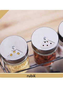 Spice Rack Condiment Glass Jar Seasoning Bottles Stainless Steel Rack Storage Organization for Kitchen (5+3pcs/set) - pzsku/ZF9DC04462AD6F84F8331Z/45/_/1629792377/7bc2bc32-101a-4750-891a-15cd34c9db30