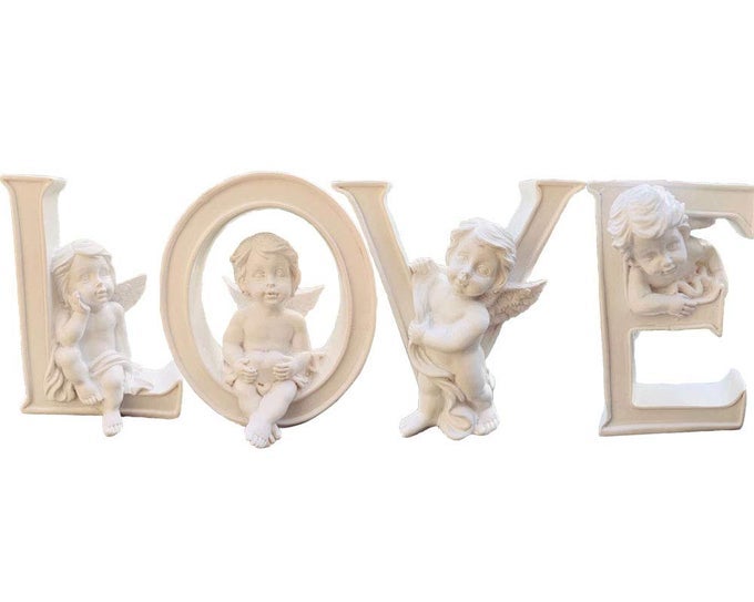 SET 4 ANGEL FIGURINES CHERUB FIGURINE STATUE EASTER RELIGIOUS COLLECTIBLE HEARTLOVE ANGEL FIGURINES HOME WEDDING CENTERPIECE EASTER DCOR