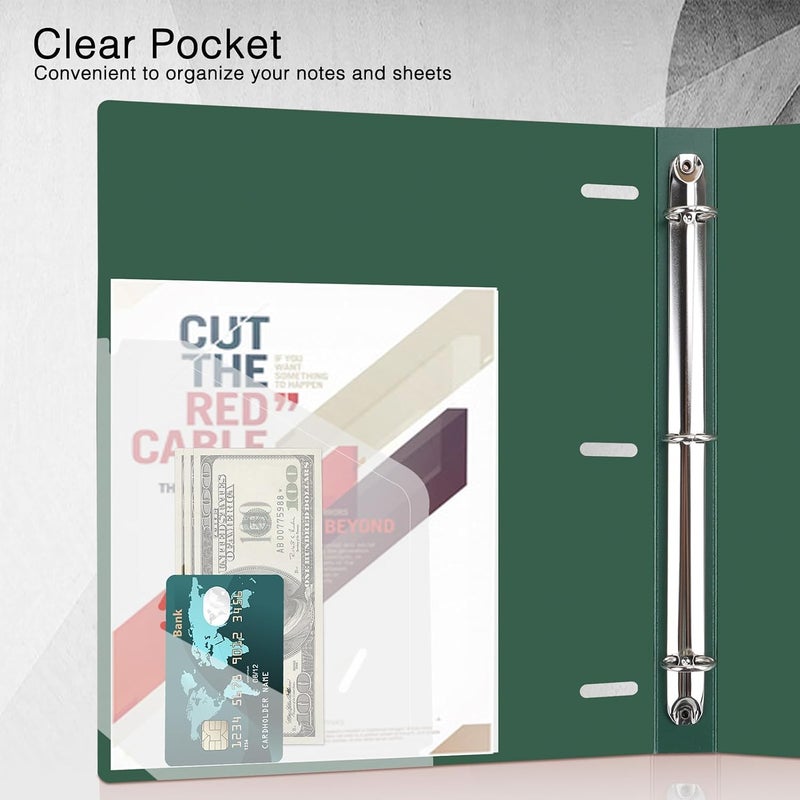 2 Sets 1 Inch Heavy Duty 3 Ring Binder, Folder Presentation View Binders Hold up to 210 Sheets A4/Letter Size Paper, w/Clear Inside Pocket for School Office - Image 2