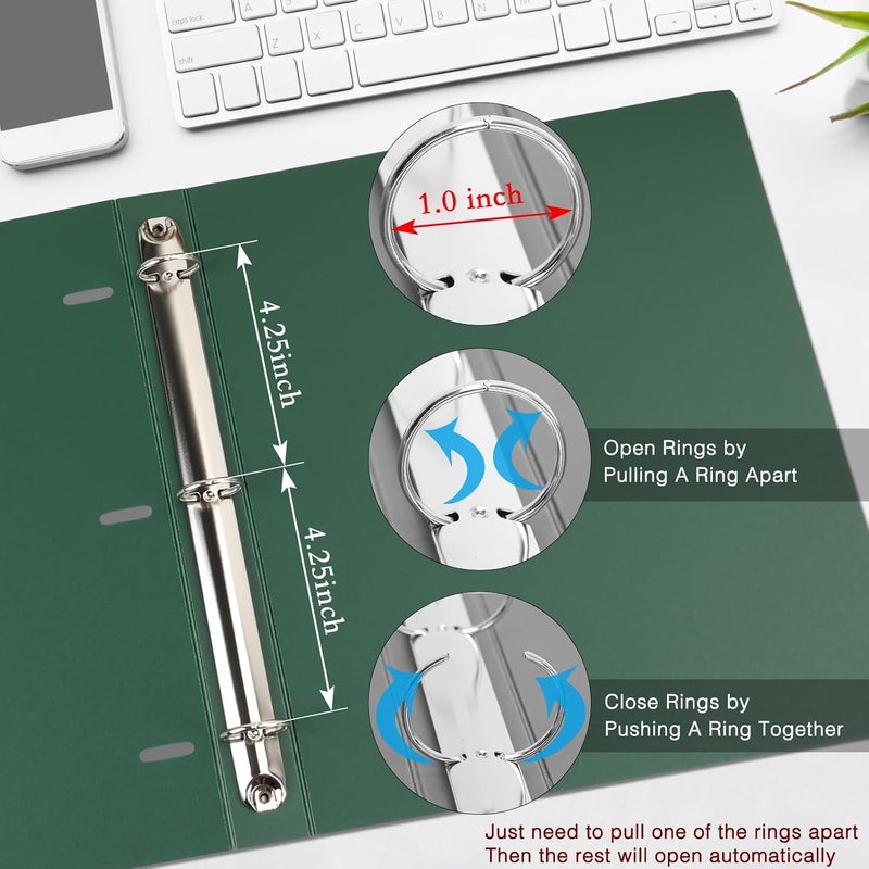 2 Sets 1 Inch Heavy Duty 3 Ring Binder, Folder Presentation View Binders Hold up to 210 Sheets A4/Letter Size Paper, w/Clear Inside Pocket for School Office - Image 3