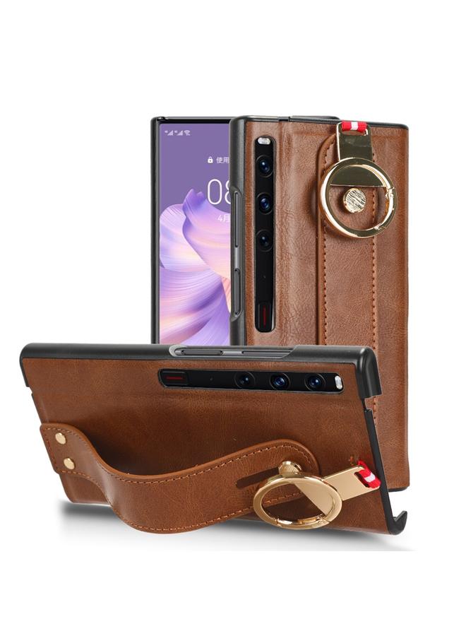 زبون جراب خلفي من الجلد لهاتف Huawei Mate Xs 2 مع سوار معصم - Image 1
