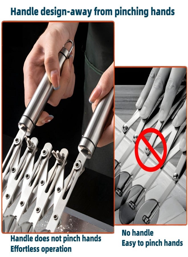 قطاعة معجنات احترافية بخمس عجلات - أداة بيتزا وعجين من الفولاذ المقاوم للصدأ، أداة مطبخ متعددة الاستخدامات للخبز، وتقطيع العجين، وتقسيم البسكويت - عجلة معجنات شديدة التحمل بمقبض مريح - Image 5