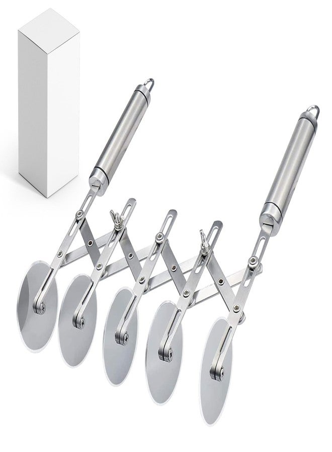 قطاعة معجنات احترافية بخمس عجلات - أداة بيتزا وعجين من الفولاذ المقاوم للصدأ، أداة مطبخ متعددة الاستخدامات للخبز، وتقطيع العجين، وتقسيم البسكويت - عجلة معجنات شديدة التحمل بمقبض مريح - Image 1