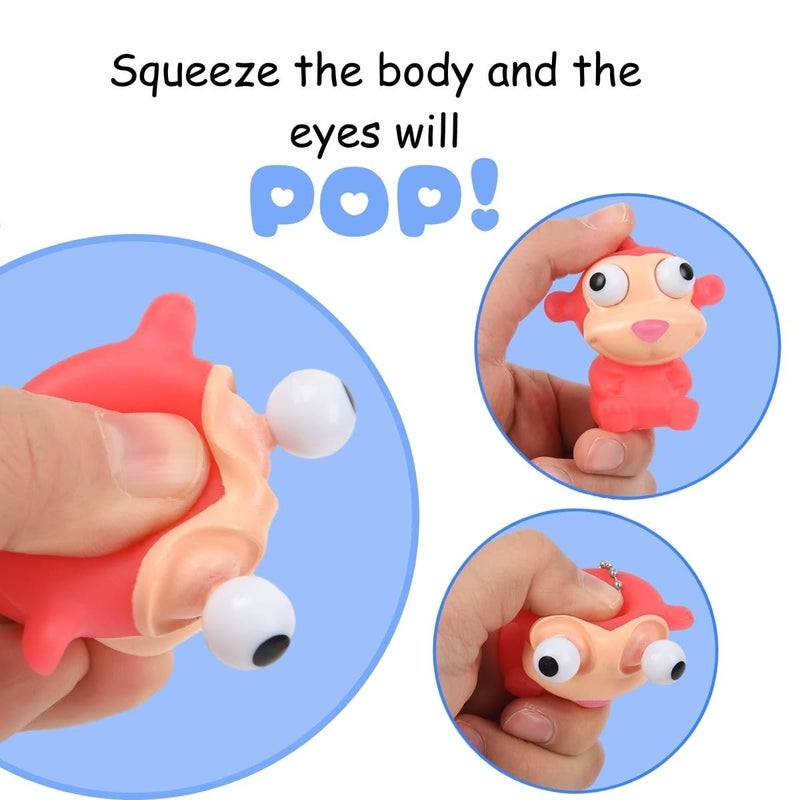 NUJOVI 28 Piece Valentines Day Gifts for Kids with Squeezable Pop-Eye Animal Keychain Ideal for Valentines Day Cards for Kids School, Kids Valentines Day Cards, Valentines Day Gifts for Kids Classroom - Image 5