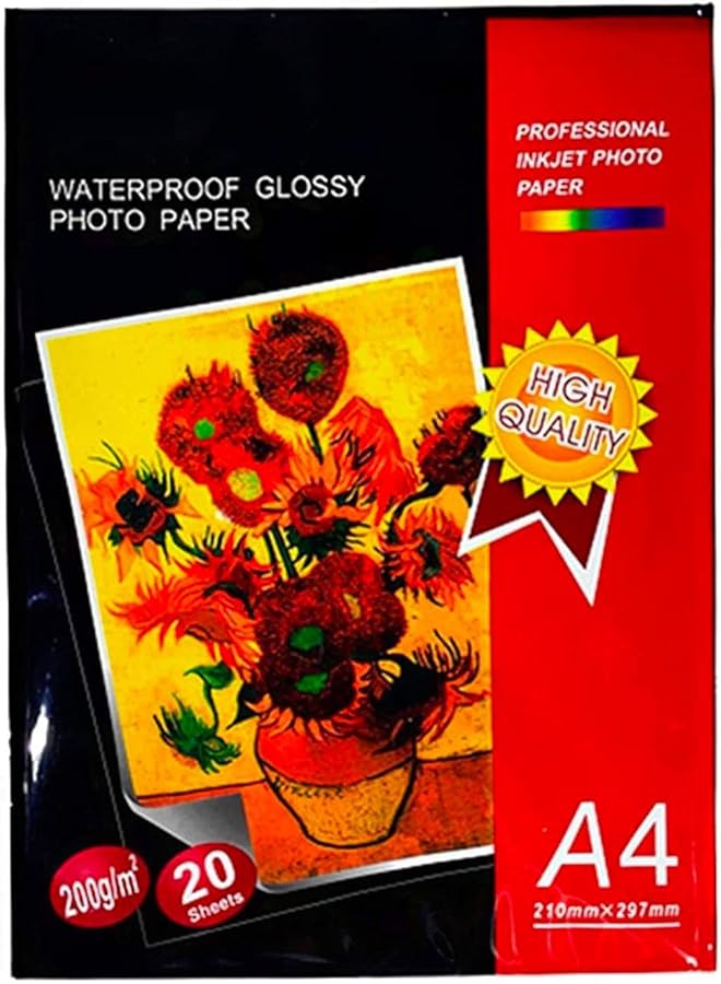 مارك ورق صور A4 لامع مقاوم للماء 20 ورقة لورق الصور ورق صور A4 - Image 1