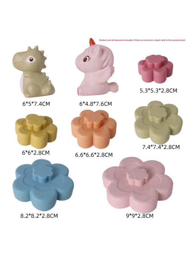 null - Children's Winter Dinosaur Soft Glue Stacking Ring Enlightenment Plum Blossom Shape Puzzle Stacking Music Chenghai Manufacturers Wholesale-Color:638-73 Plum Blossom Stacking Circle-random One - Image 1