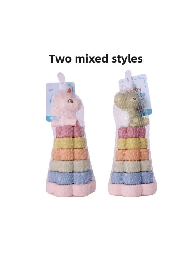 null - Children's Winter Dinosaur Soft Glue Stacking Ring Enlightenment Plum Blossom Shape Puzzle Stacking Music Chenghai Manufacturers Wholesale-Color:638-73 Plum Blossom Stacking Circle-random One - Image 1