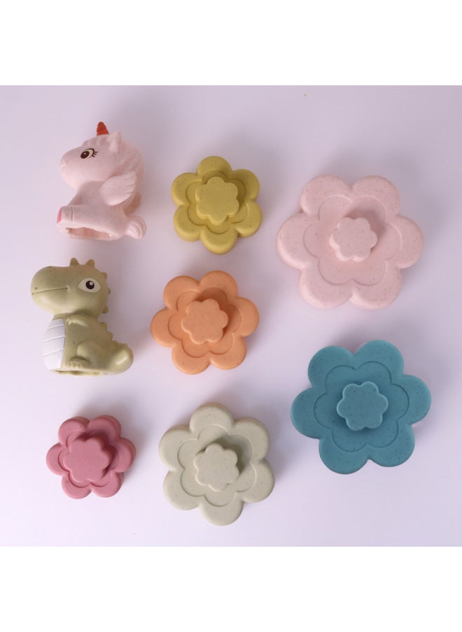 null - Children's Winter Dinosaur Soft Glue Stacking Ring Enlightenment Plum Blossom Shape Puzzle Stacking Music Chenghai Manufacturers Wholesale-Color:638-73 Plum Blossom Stacking Circle-random One - Image 1