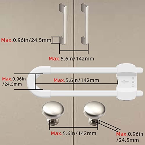 TERDEWE (10 pack white) 4 button Cabinet Locks, U-Shaped Proofing Drawers Safety Child Locks Adjustable, for Wardrobe,Kitchen,Bathroom,Drawer,Fridge,Cupboard Doors Knobs & Handles - Image 4
