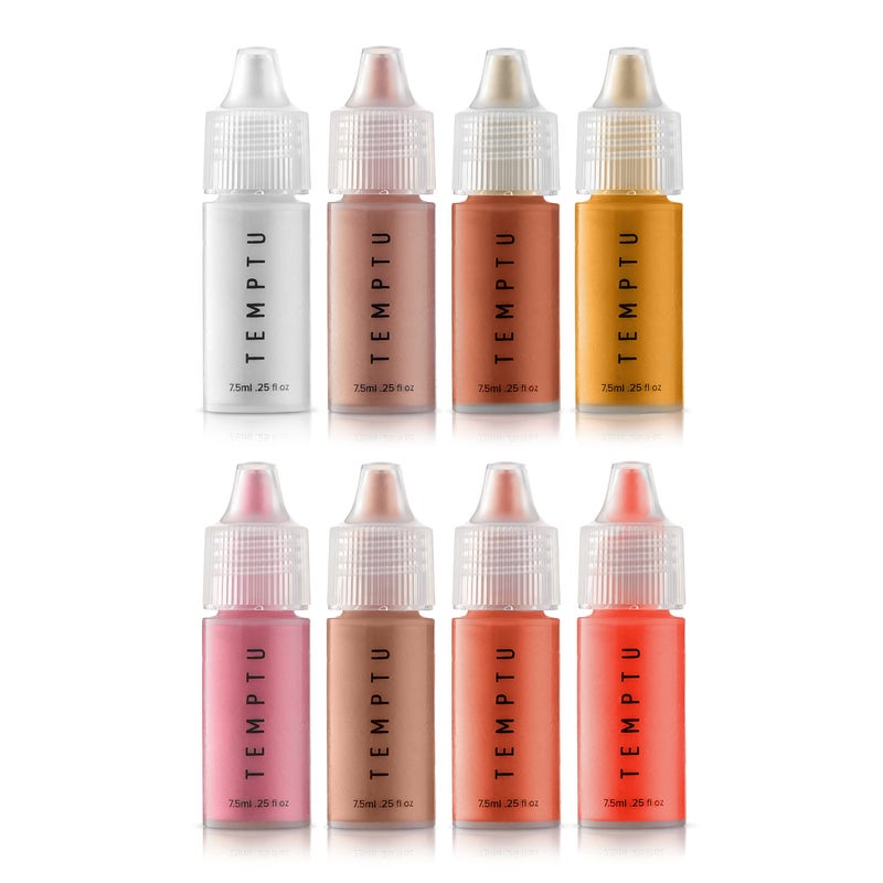 Temptu TEMPTU S/B Airbrush Blush & Highlighter Starter Set Long-Wear Makeup, Dewy Buildable Formula Brightens Complexion, All Skin Types, Includes 4 Blushes & 4 Highlighters 