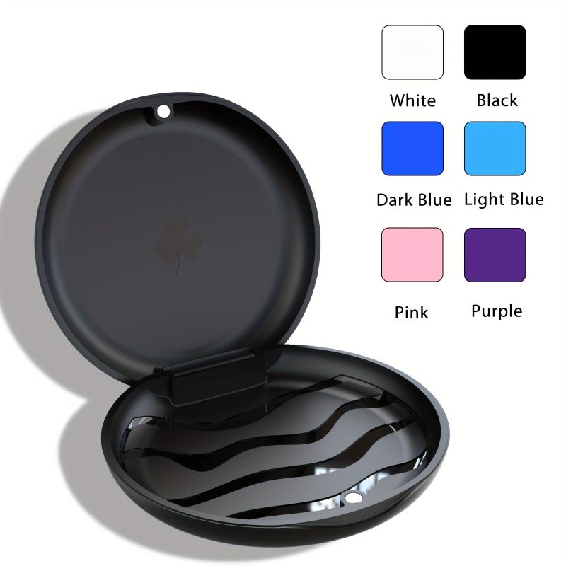 White Compact Round Dental Retainer Storage Case for Braces and Mouth Guards - Image 3