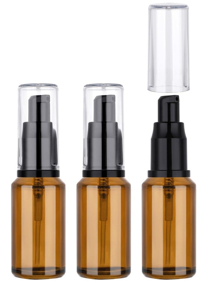 Segbeauty زجاجة مضخة فارغة مصنوعة من الزجاج المعتم سعة 1 أونصة من سيج بيوتي، عبوة 3 قطع سعة 30 مل، زجاجات مضخة بحجم السفر، حاوية لوشن قابلة لإعادة الاستخدام، زجاجة أساس للسفر، حاويات تجميل قابلة لإعادة التعبئة للنساء باللون الكهرماني - Image 1