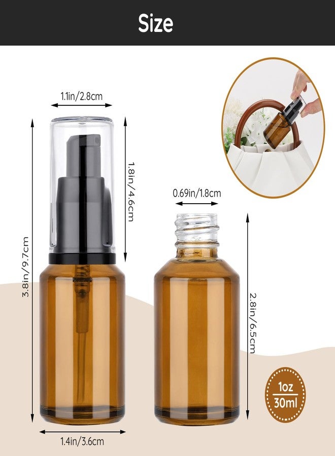 Segbeauty زجاجة مضخة فارغة مصنوعة من الزجاج المعتم سعة 1 أونصة من سيج بيوتي، عبوة 3 قطع سعة 30 مل، زجاجات مضخة بحجم السفر، حاوية لوشن قابلة لإعادة الاستخدام، زجاجة أساس للسفر، حاويات تجميل قابلة لإعادة التعبئة للنساء باللون الكهرماني - Image 3