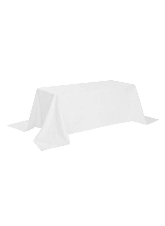 Cupuamon Rectangle Tablecloth 90x132 inch Washable Polyester Fabric Table Cloth for Wedding Party Dining Banquet Decoration（90x132, White） - Image 2