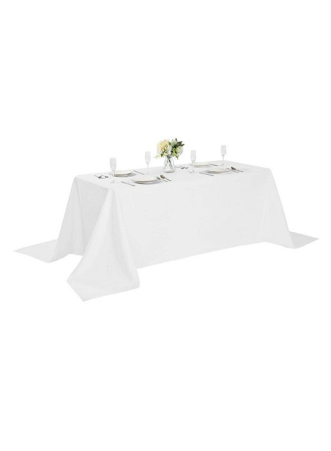 Cupuamon Rectangle Tablecloth 90x132 inch Washable Polyester Fabric Table Cloth for Wedding Party Dining Banquet Decoration（90x132, White） - Image 1