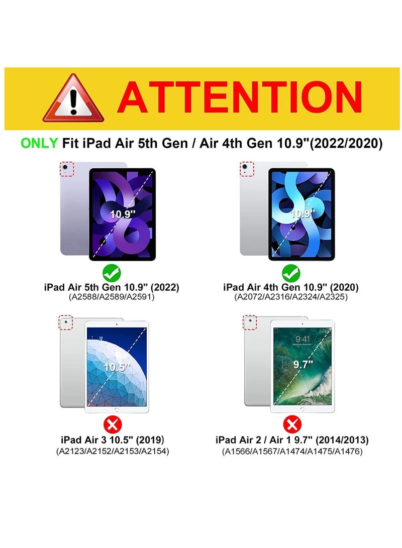 Arabic and English Keyboard Case for iPad Air 5th Gen (2022) / iPad Air 4th Gen (2020)10.9 Inch Detachable Wireless Keyboard Pencil Holder Slim Leather Smart Cover with Mouse - Image 2