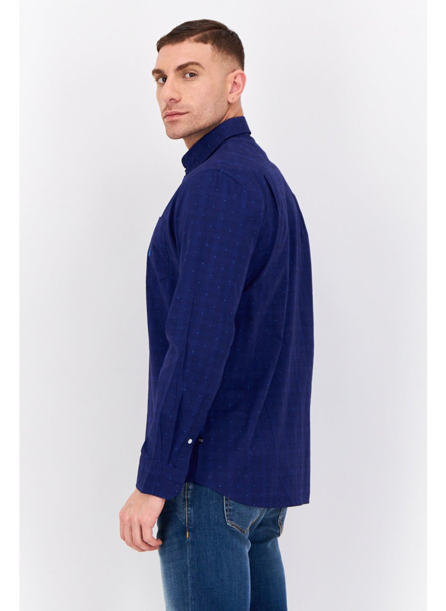 NAUTICA Men Classic Fit Grid Pattern Long Sleeves Casual Shirt, Multicolor  - Image 2
