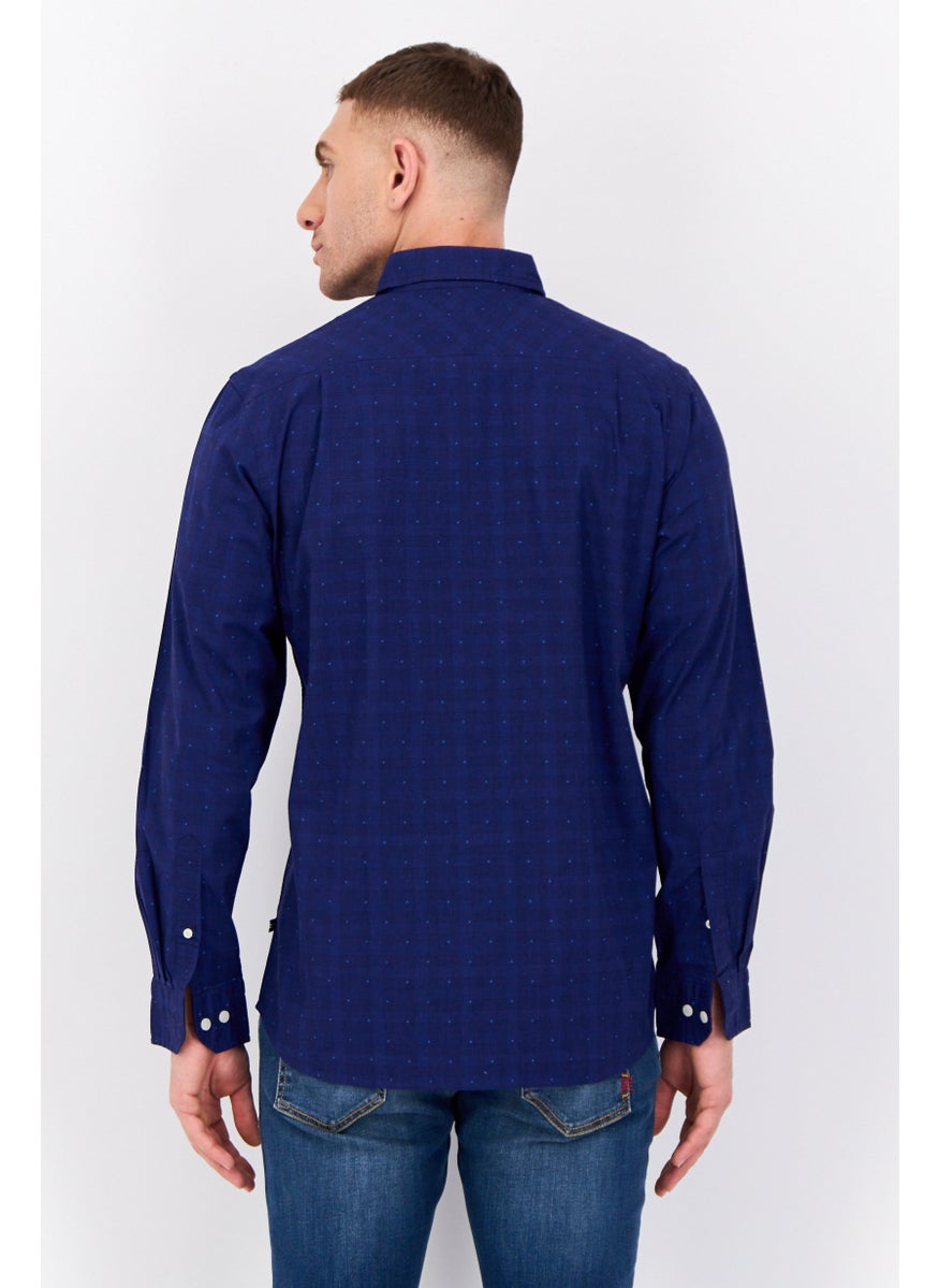NAUTICA Men Classic Fit Grid Pattern Long Sleeves Casual Shirt, Multicolor  - Image 3