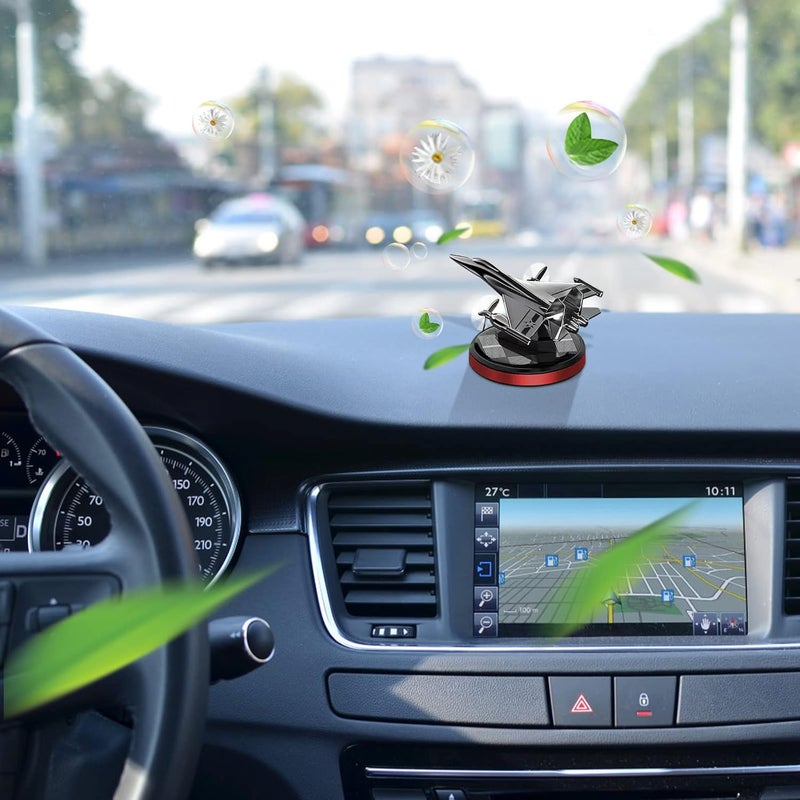 cheekyglo Solar Aircraft Car Aromatherapy Decor with Essential Oil, Solar Energy Rotating Helicopter Design Aromatherapy Diffuser Car Air Freshener Essential Oil Diffuser for Car Office Home - Image 5