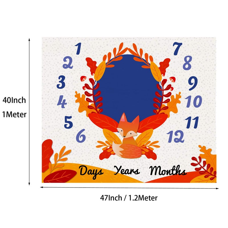 PAMBO Fox Baby Month Milestone Blanket for Baby Boy & Girl - Baby Age Blanket for Photo Taken| Fox Themed BabyShower Gifts - Image 2