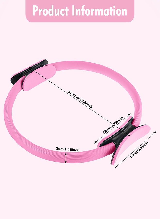 حلقة بيلاتيس الدائرية للياقة البدنية، حلقات يوغا دائرية 14 بوصة بمقابض مبطنة مزدوجة لشد الذراعين والفخذين والساقين والجزء الأساسي - Image 2