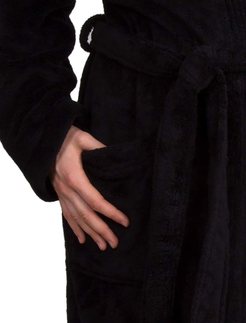 TowelSelections Womens Robe Soft Plush Bathrobe Fleece Kimono Spa Bath Robe for Women Small-Medium Black - Image 4