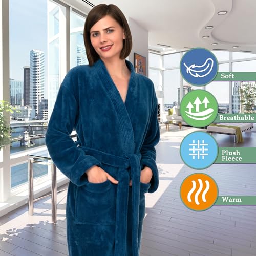 TowelSelections Womens Robe Soft Plush Bathrobe Fleece Kimono Spa Bath Robe for Women Small-Medium Black - Image 5
