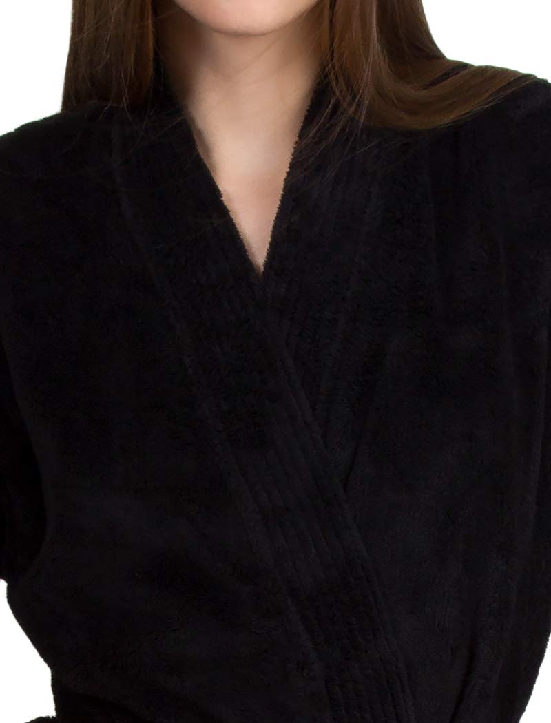 TowelSelections Womens Robe Soft Plush Bathrobe Fleece Kimono Spa Bath Robe for Women Small-Medium Black - Image 3