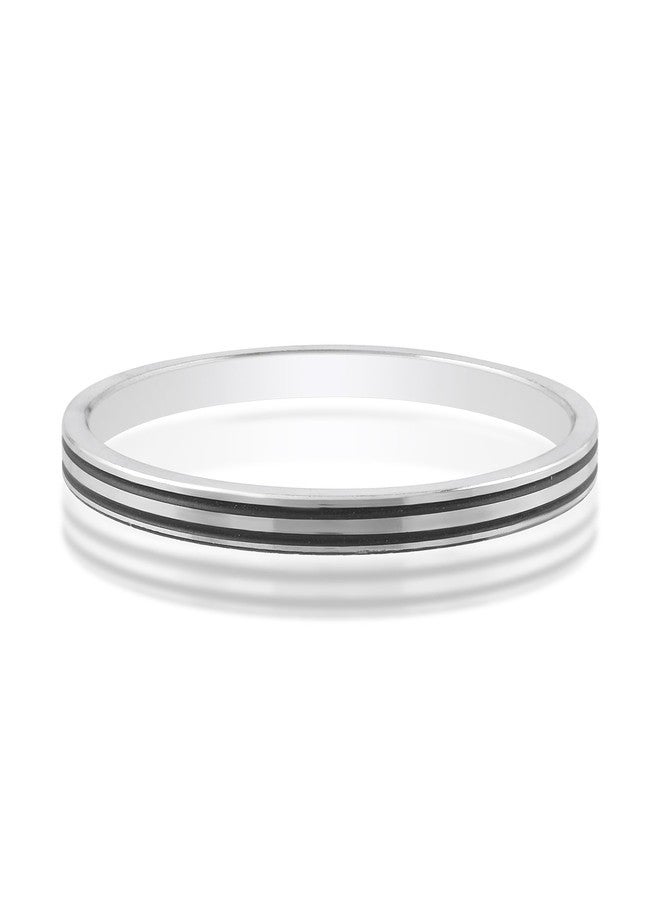 morir Stainless Steel Black Stripe Kada for Men – Stylish and Durable Bracelet for All Occasions (Large-2.12) - Image 1
