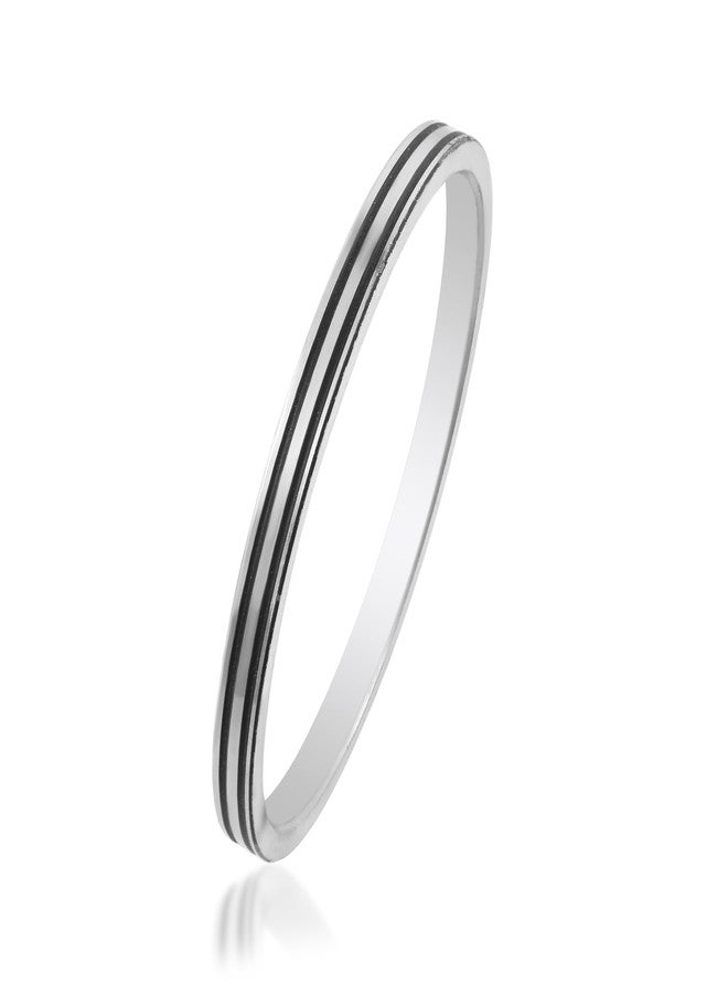 morir Stainless Steel Black Stripe Kada for Men – Stylish and Durable Bracelet for All Occasions (Large-2.12) - Image 2