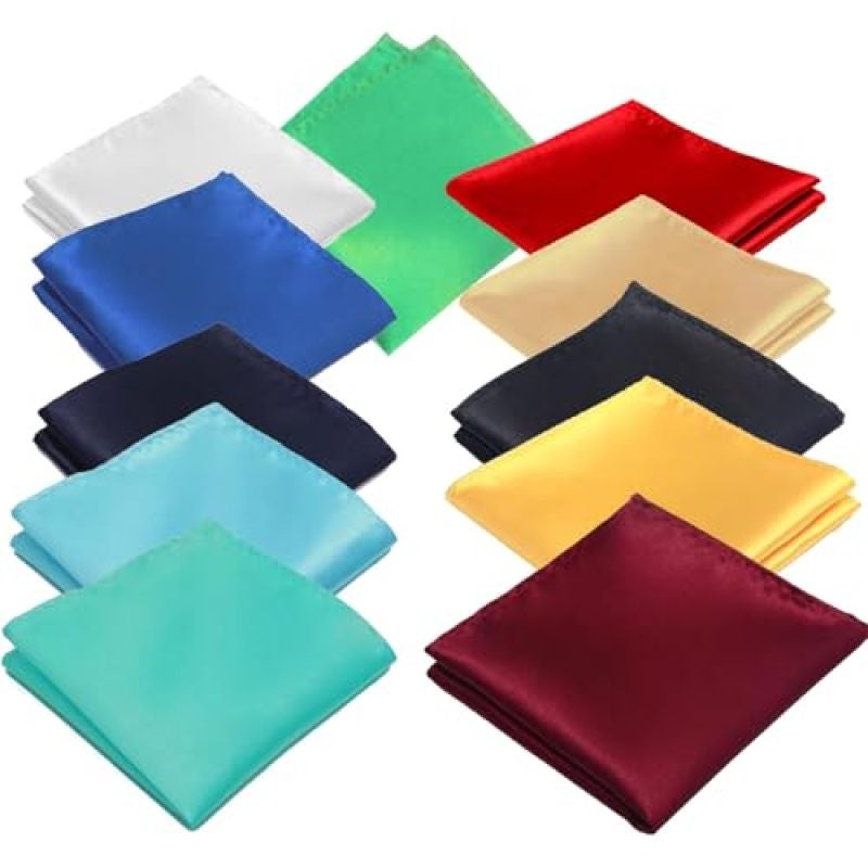 Silk Pocket Square 12 Inch x 12 Inch White Polyester Silk - Timeless Elegance Solid Color Design for Formal Wear Wedding Accessory - Image 4