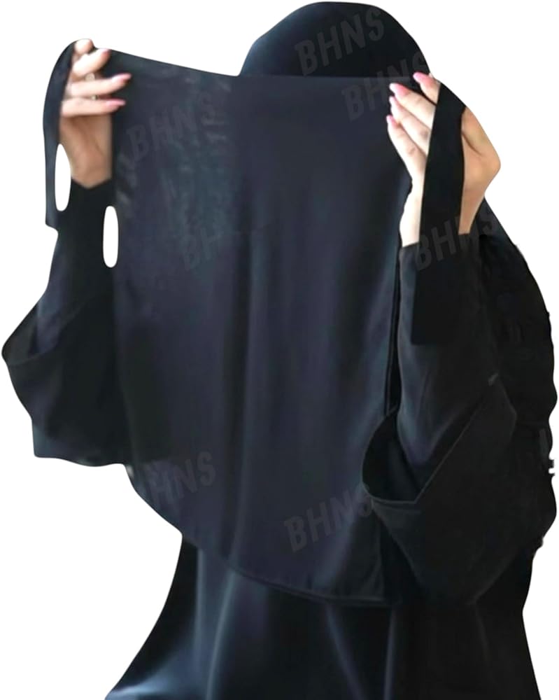 Niqab Umrah and Hajj Sharia Hijab Without Hole Eye Light Hijabs Without Decoration Unions for Hajj Umrah Ghuta Sharia Long for Tamarat Haram Mecca Lace Ghuta Head Light Accessories Ahram - Image 1
