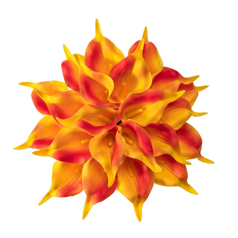 Crafjie 22pcs 134 Inch Orange Flowers Artificial Calla Lily Flowers for Home Decor for Spring Flowers Home Kitchen Wedding Decorations and centerpiecesSunset