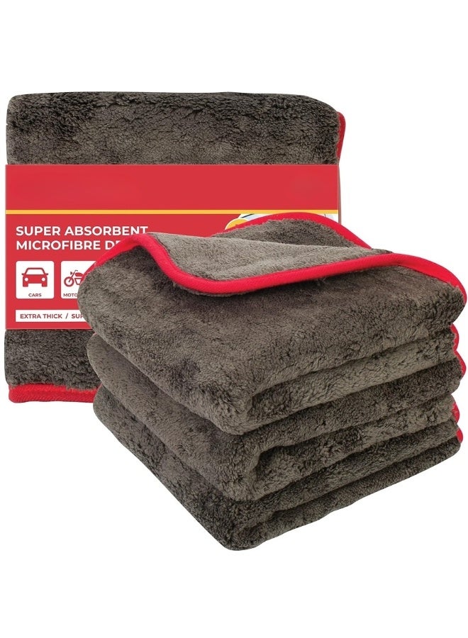 3 Pack Ultra Thick Super Absorbent Multipurpose Microfiber Towels Lint Free Scratch Free for Car Home Office - Grey - (60*40cm) - Image 1