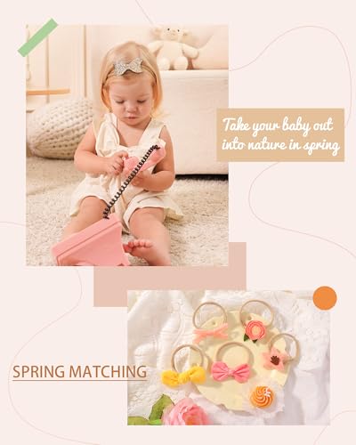 doboi 24pcs Baby Girls Flower and Hair Bows Headbands Soft Nylon Hairbands Elastic Hair Accessories for Newborns Infants Toddlers and Kids - Image 5