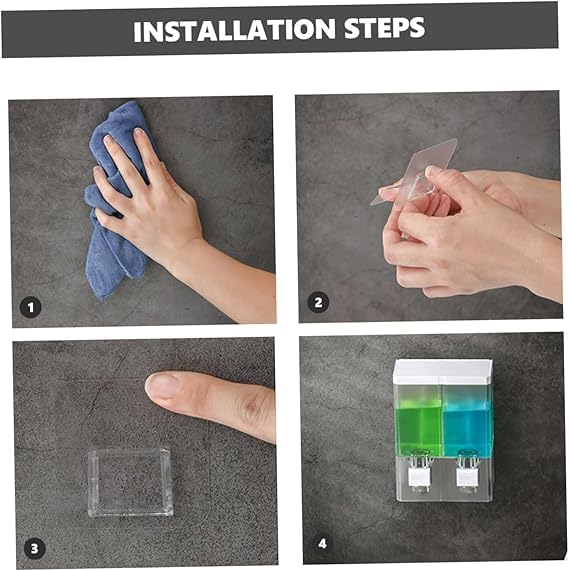 Vroxy فروكسي موزع شامبو 2 في 1، موزع صابون وشامبو بحمامين مضخات مزدوجة، وحدة مثبتة على الحائط سهلة الفصل والتجميع برأسين موزع صابون باللمس (1 قطعة) - Image 3