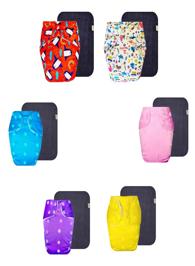 حفاضات قماشية فاخرة من دمبلدو مع حشوة رمادية (عبوة من 6 قطع) | ملائمة محكمة | وسادة ماصة من 6 طبقات | أزرار كبس قابلة للتعديل | تغيير حفاضات بدون قلق | من 3 أشهر إلى 3 سنوات | للجنسين - Image 1