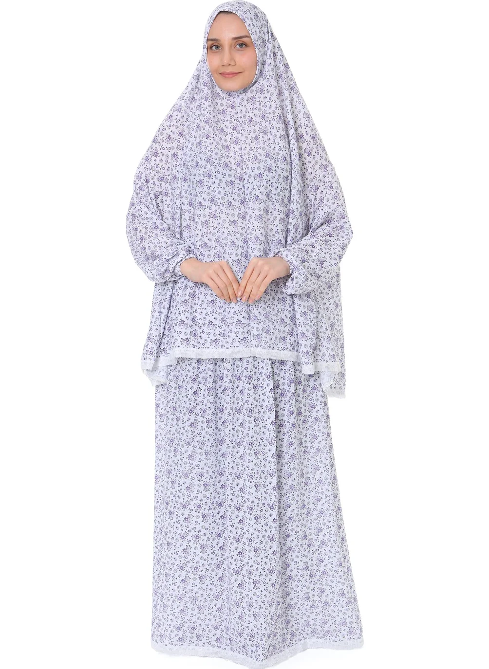 Elanesa  Women's Practical Prayer Dress with Double Sleeves and Lace Detail