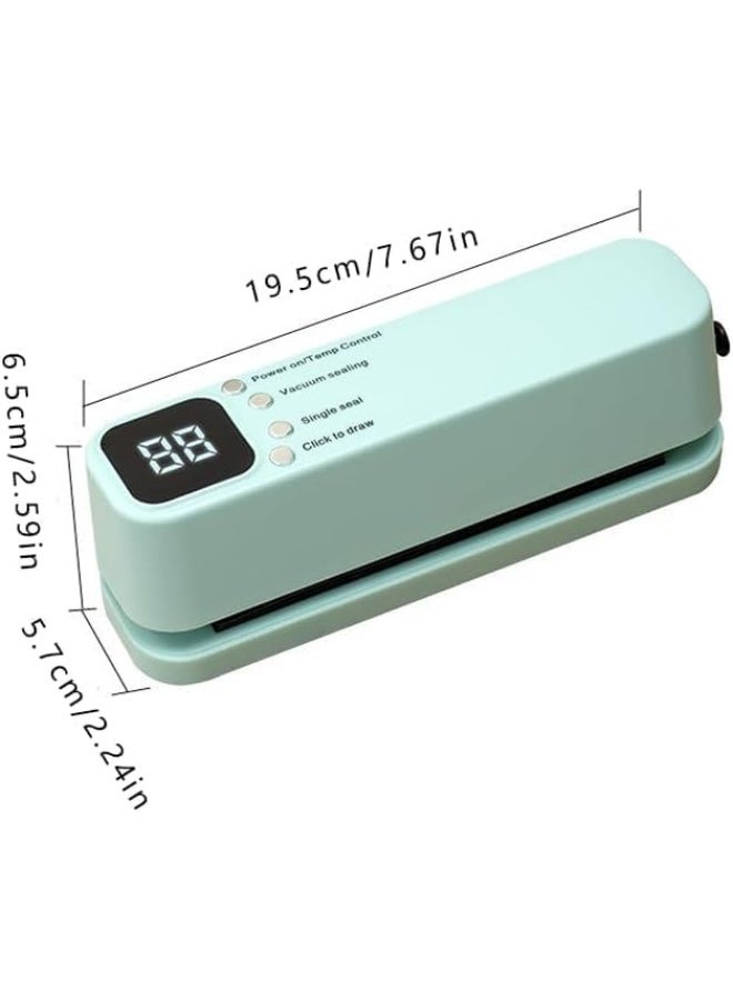 DKH Mini Vacuum Sealer Machine, 3-in-1 Functions, 60kpa, Rechargeable, Green, 19.5x5.7x6.5cm - Image 5